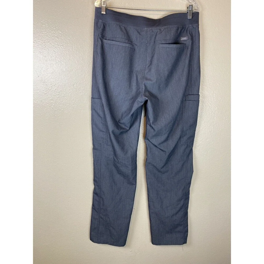 Figs Men's Scrubs Pants L Gray Axim Cargo Scrub Straight Leg Drawstring Elastic